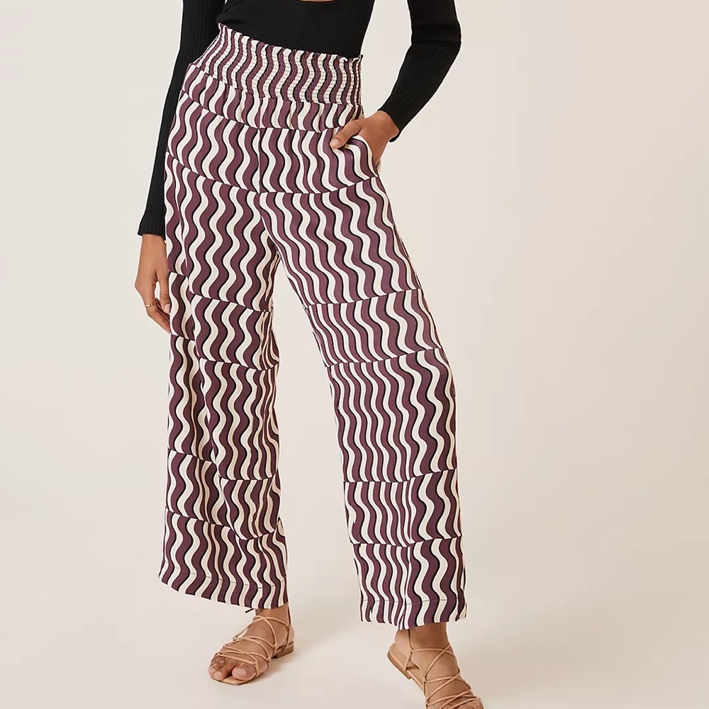 Anthropologie Maeve Printed Wide Leg Pants Large